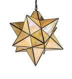 18"W Moravian Star Beige Iridescent Mission Pendant