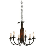 18"W Tuscan Vineyard Frosted Amber 6 Lt Wine Bottle Chandelier