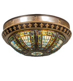 28"W Fleur-de-lis Stained Glass Flushmount