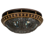 28"W Fleur-de-lis Stained Glass Flushmount