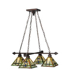 36.25"Sq Tiffany Prairie Wheat 4 Lt Mission Chandelier