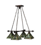 36.25"Sq Tiffany Prairie Wheat 4 Lt Mission Chandelier