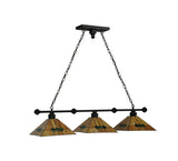 42"L Martini Tiffany Mission 3 Lt Island/Billiard Pendant