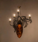 29.5"W Tiffany Pinecone 5 Arm Lodge Chandelier