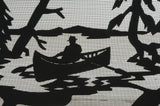 35"W X 34.5"H Canoe At Lake Arched Metal Fireplace Screen