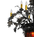 34"W Greenbriar Oak 9 Arm Chandelier