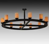 61"W Horizon Ring 12 Lt Gothic Lodge Semi-Flushmount