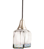 4"Sq Metro Fusion Reeds Draped Fused Glass Modern Mini Pendant