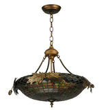 22.5"W Greenbriar Oak Tiffany Rustic Lodge Inverted Pendant