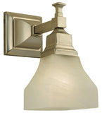 5"W Bungalow White Alabaster Swirl Mission Wall Sconce