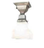 5"Sq Bungalow White Alabaster Swirl 1 Lt Contemporary Flushmount