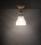 5"Sq Bungalow White Alabaster Swirl 1 Lt Contemporary Flushmount