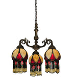 20"W Isabella 3 Arm Tiffany Mission Victorian Chandelier