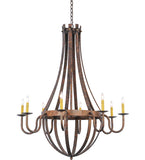 42"W Barrel Stave Madera 8 Lt Rustic Lodge Chandelier
