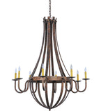 42"W Barrel Stave Madera 8 Lt Rustic Lodge Chandelier