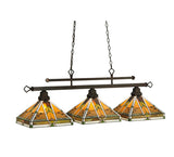 48"L Abilene 3 Lt Stained Glass Southwest Island/Billiard Pendant