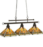 48"L Abilene 3 Lt Stained Glass Southwest Island/Billiard Pendant