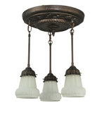 15"W White Puffy Rose 3 Lt Victorian Semi-Flushmount