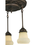 15"W White Puffy Rose 3 Lt Victorian Semi-Flushmount