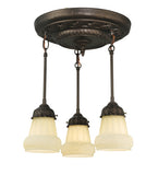 15"W White Puffy Rose 3 Lt Victorian Semi-Flushmount