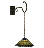 17"W Jeweled Peacock Shepherd's Hook Tiffany Wall Sconce