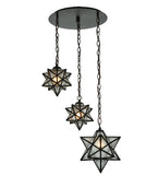 21"W Moravian Star 3 Lt Cascading Pendant