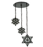 21"W Moravian Star 3 Lt Cascading Pendant