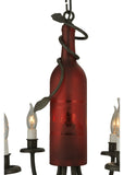 17.5"W Tuscan Vineyard Frosted Red 6 Lt Wine Bottle Chandelier