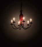 18"W Tuscan Vineyard Frosted Red 6 Lt Wine Bottle Chandelier | Smashing Stained Glass & Lighting
