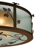 30"W Oak Leaf & Acorn Arts & Crafts Flushmount