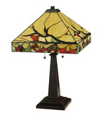 25"H Woodland Berries Floral Stained Glass Table Lamp