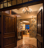 24"W Barrel Stave Madera 8 Lt Gothic Chandelier