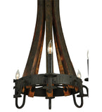 24"W Barrel Stave Madera 8 Lt Gothic Chandelier