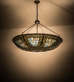 40"W Fleur-de-lis Stained Glass Victorian Inverted Pendant