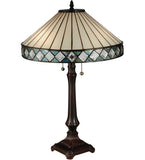 25"H Diamondring Stained Glass Table Lamp