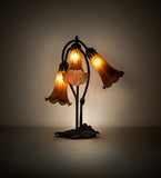 16"H Amber Pond Lily 3 Lt Table Lamp