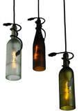 18"W Tuscan Vineyard Multi-Color 3 Wine Bottle Cascading Pendant