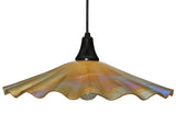 18"W Metro Galatia Scalloped Beige Iridescent Modern Pendant