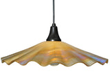 18"W Metro Galatia Scalloped Beige Iridescent Modern Pendant