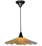 18"W Metro Galatia Scalloped Beige Iridescent Modern Pendant