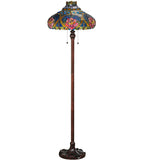 60"H Dragonfly Rose Tiffany Floral Floor Lamp