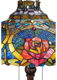 60"H Dragonfly Rose Tiffany Floral Floor Lamp