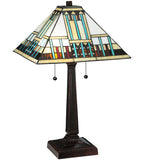 23"H Prairie Peaks Mission Stained Glass Table Lamp