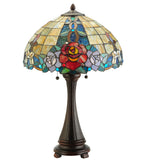 25"H Rose Vine Floral Stained Glass Table Lamp