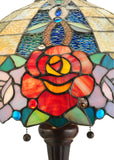 25"H Rose Vine Floral Stained Glass Table Lamp