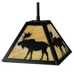 8.25"Sq Lone Moose Wildlife Ceiling Pendant