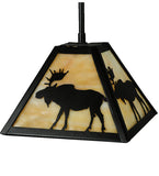 8.25"Sq Lone Moose Wildlife Ceiling Pendant