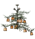 48"W Pine Branch 12 Lt W/Uplights Lodge Chandelier