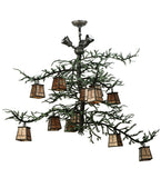 48"W Pine Branch 12 Lt W/Uplights Lodge Chandelier