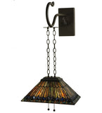 16"W Tiffany Jeweled Peacock Shepherd's Hook Wall Sconce